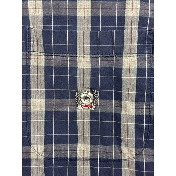 Cinch Men's Long Sleeve Blue Gray Plaid Button Up Shirt - Size L - Picture 2 of 5
